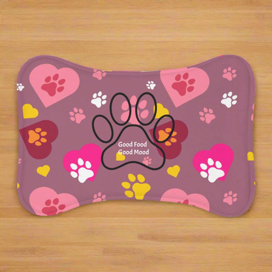 Good Food, Good Mood - Vibrant Bold Colors Pet Anti-Slip Feeding Mat