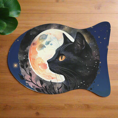 Cosmic Moon Cat -- Fish Shaped Anti-Slip Feeding Mat for Cats