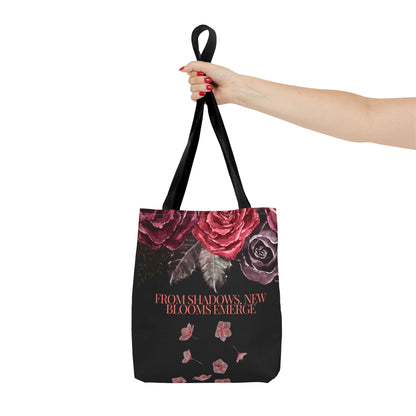 "From Shadows, New Blooms Emerge" Tote-Bag with gothic flower design