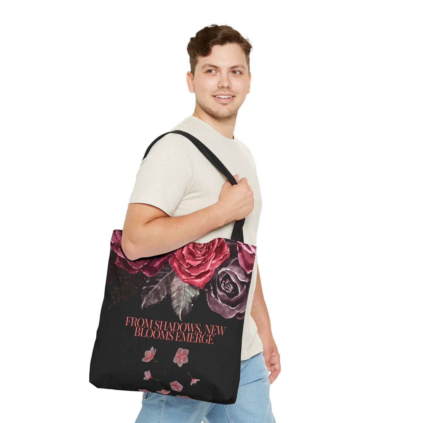 "From Shadows, New Blooms Emerge" Tote-Bag with gothic flower design