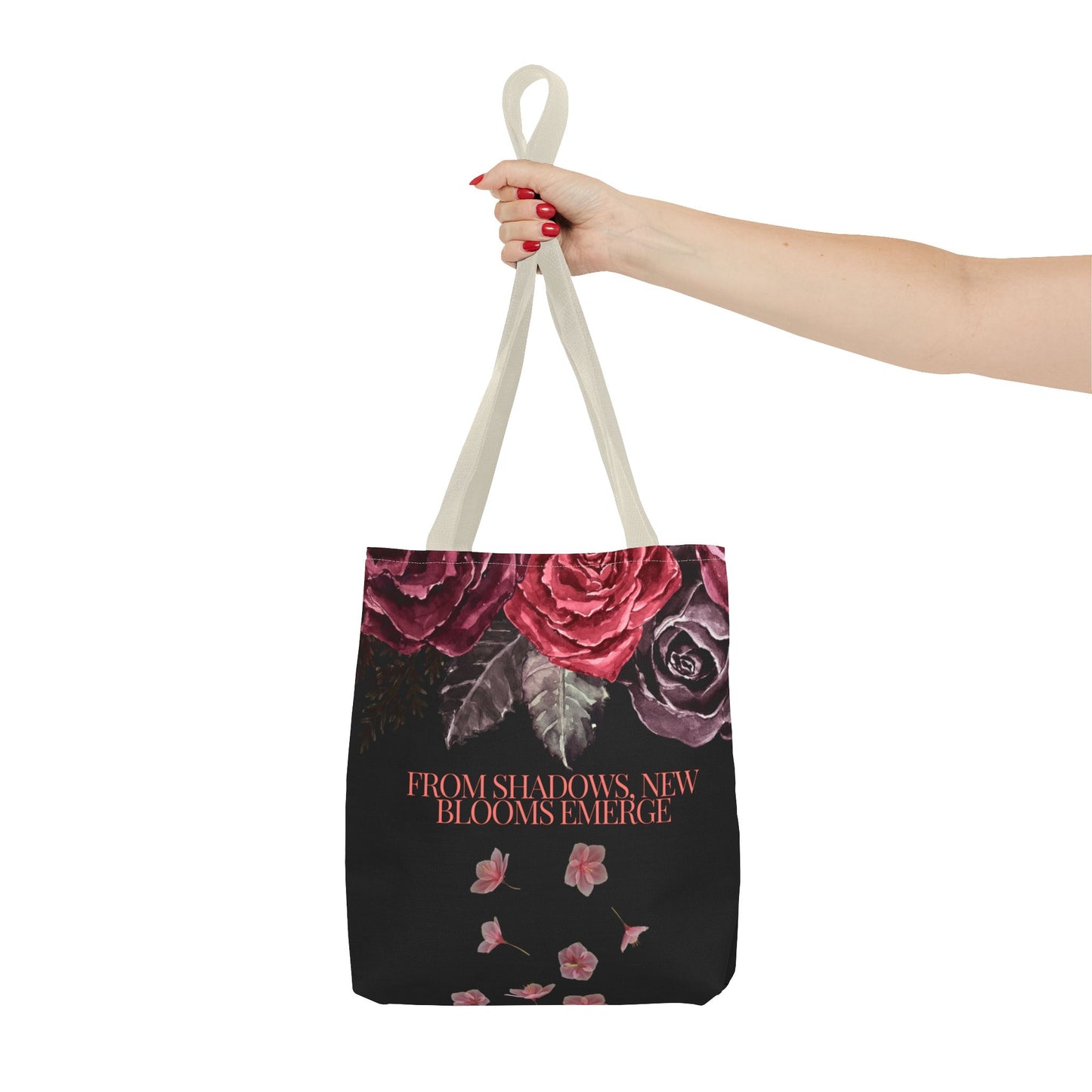 "From Shadows, New Blooms Emerge" Tote-Bag with gothic flower design