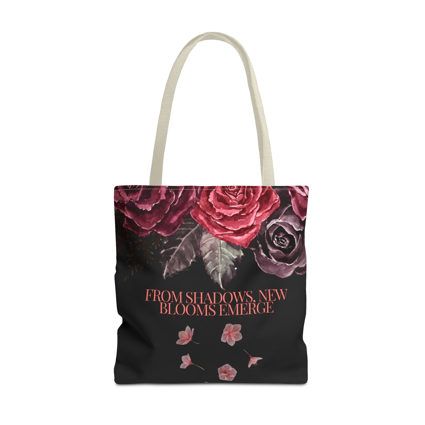 "From Shadows, New Blooms Emerge" Tote-Bag with gothic flower design