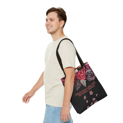 "From Shadows, New Blooms Emerge" Tote-Bag with gothic flower design