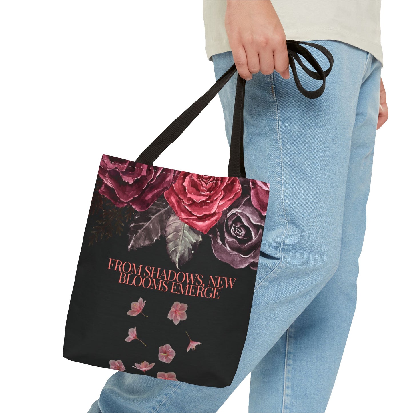 "From Shadows, New Blooms Emerge" Tote-Bag with gothic flower design