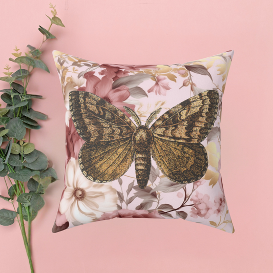 Vintage Butterfly Design Square Pillow - Double-sided Print